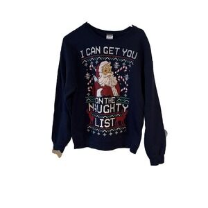 Holiday Time Ugly Christmas Sweatshirt Women Medium Santa On The Naughty List